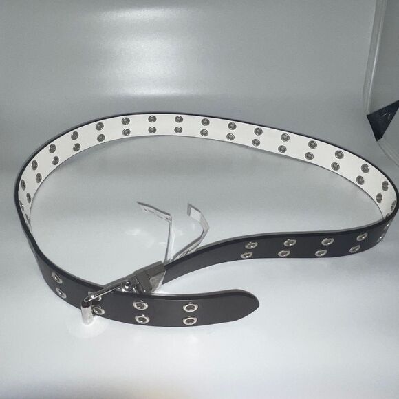 NOBO BELT 38MM DBL GROMMET REV, BLACK/WHITE - Picture 2 of 13